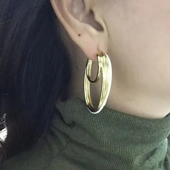 

Double gold hoop earrings for women enamel geomotry egg oval hoop ins brand earrings 2020 red color white color