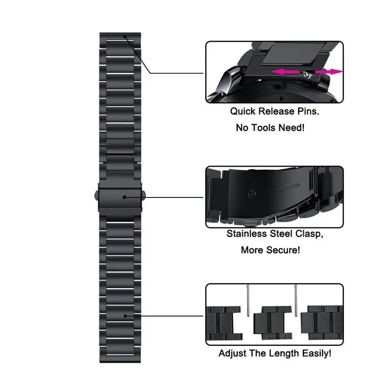 Для Galaxy Watch Active2 40 мм полосы активные 2 44 мм ремешок 20 мм ремешок из нержавеющей стали для samsung Galaxy Watch Active 2 ремешок для часов