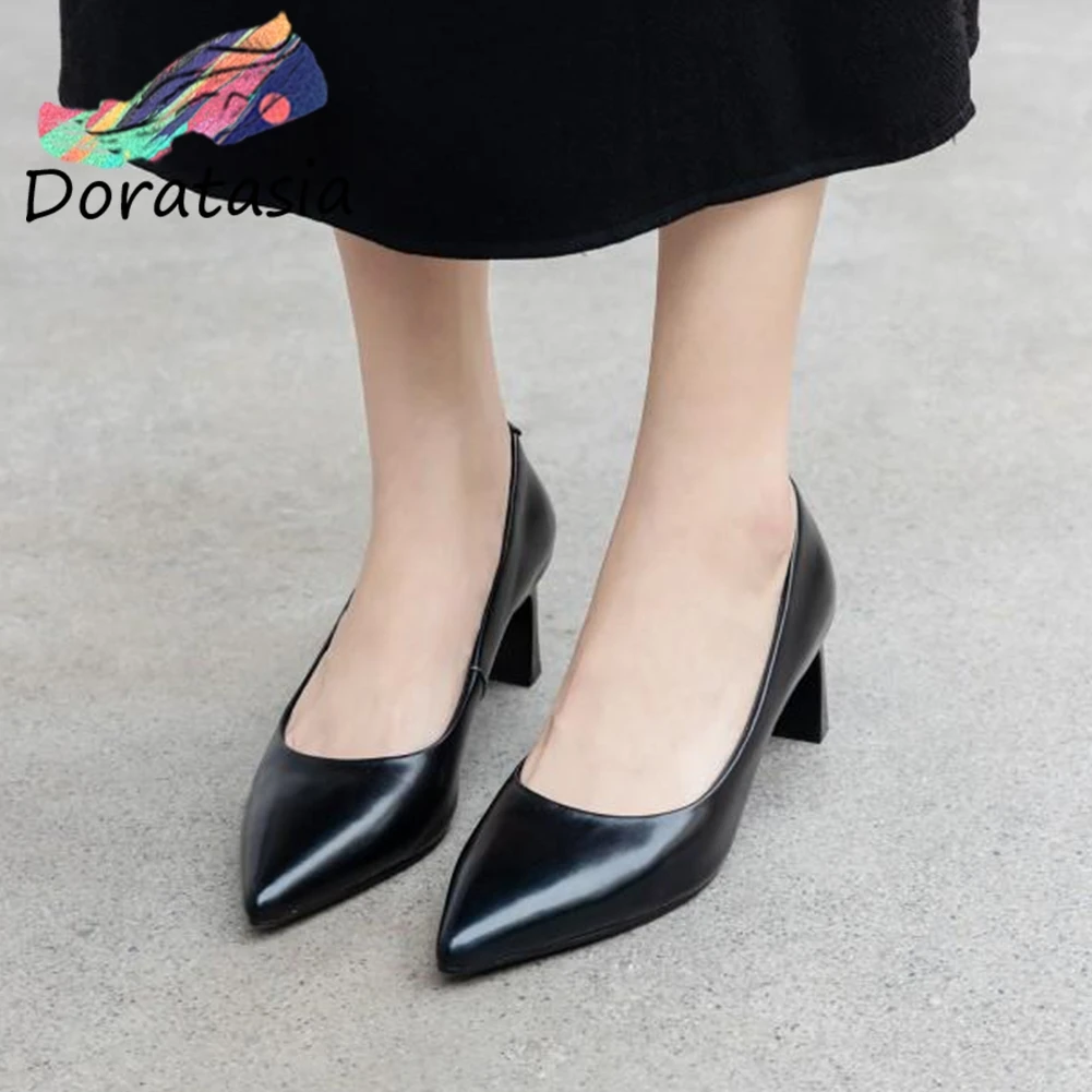 

DORATASIA Big size 34-43 new ladies Genuine Leather pumps fashion pointed toe high heels pumps women party ol shoes woman