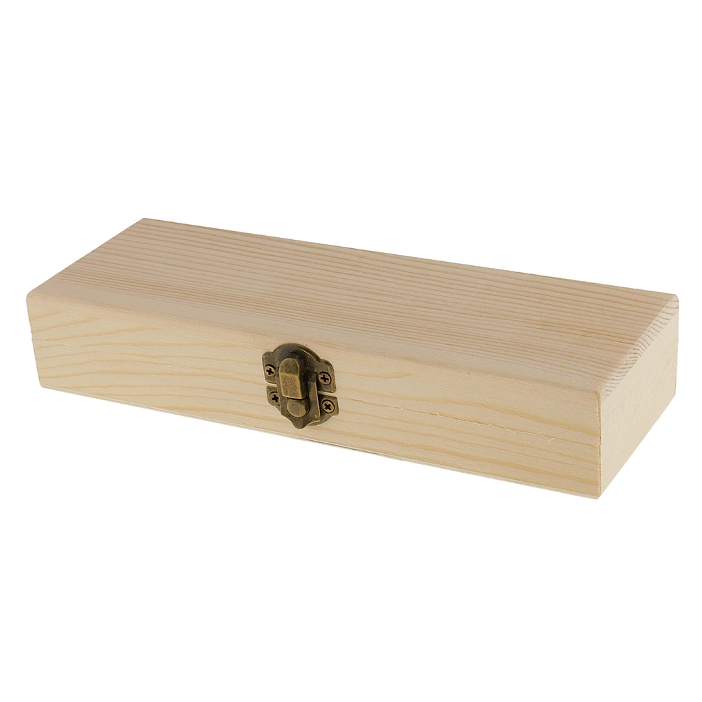 Natural Unfinished Wood Storage Box Pencil Case For Kids Toys DIY Crafts Art