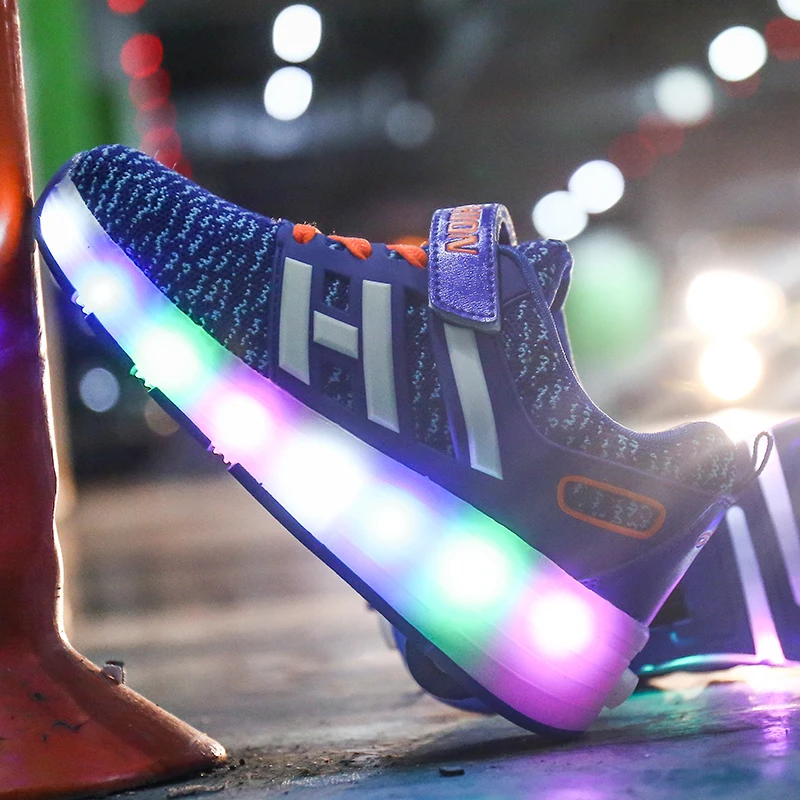 Детская обувь для скейтбординга Heelys ролики с подсветкой скейт обувь Дети patines de 4 ruedas patins мальчик девочка роликовые коньки светящиеся туфли со светодиодами кроссовки