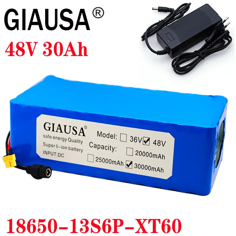Литиевый аккумулятор GIAUSA 48V 30ah 13s6p 30AH 2000W электрический велосипед встроенный 50A BMS