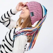 USB Перезаряжаемый вызов Беспроводной эластичный Вязание Универсальный теплый умный Bluetooth шляпа модный спортивный микрофон зимняя музыка