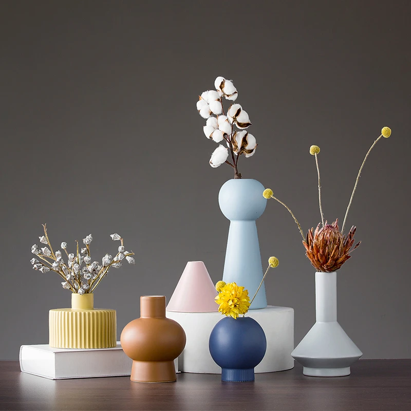 Minimalism Irregular Ceramic Dried Flowers Vase Planter Vases Kitchen Decor 