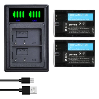 

LP-E6 LP E6 LPE6 Camera Battery + LCD Dual Charger For Canon 5D Mark II III 7D 60D EOS 6D 70D 80D