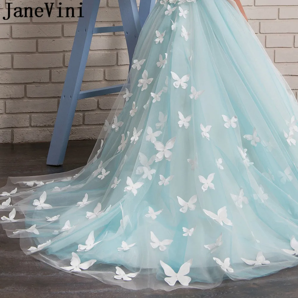 JaneVini бальное платье принцессы; торжественное платье для маленьких девочек; украшение бабочки; жемчужные пуговицы; Платья с цветочным узором для девочек на свадьбу