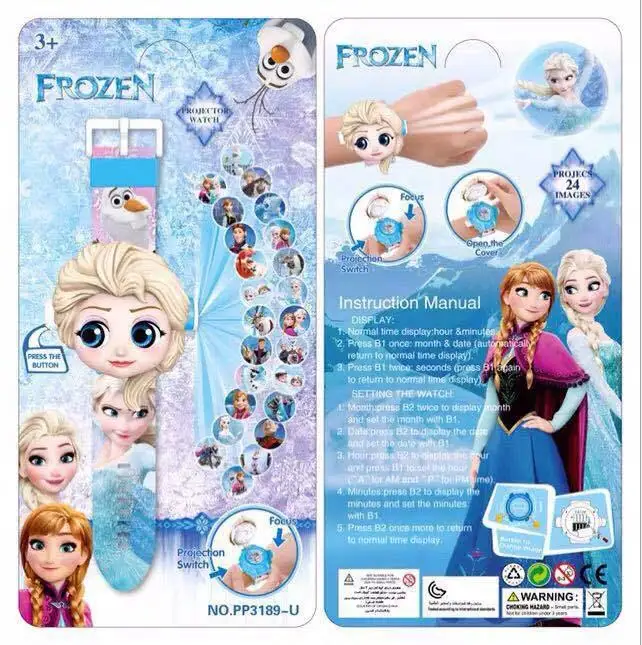 Frozen Детские часы с человеком-пауком, железом, детские часы с 3D проекцией, мультяшным рисунком, часы для девочек, детские цифровые наручные часы для мальчиков, Relogio Masculino - Цвет: Frozen