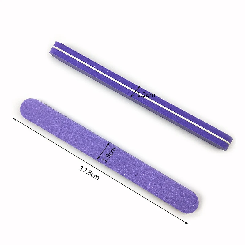 100Pcs Professional Nail File 100/180 Sandpaper Sponge Nail Buffer Sanding Block Files Purple Grinding Polishing Manicure Tools