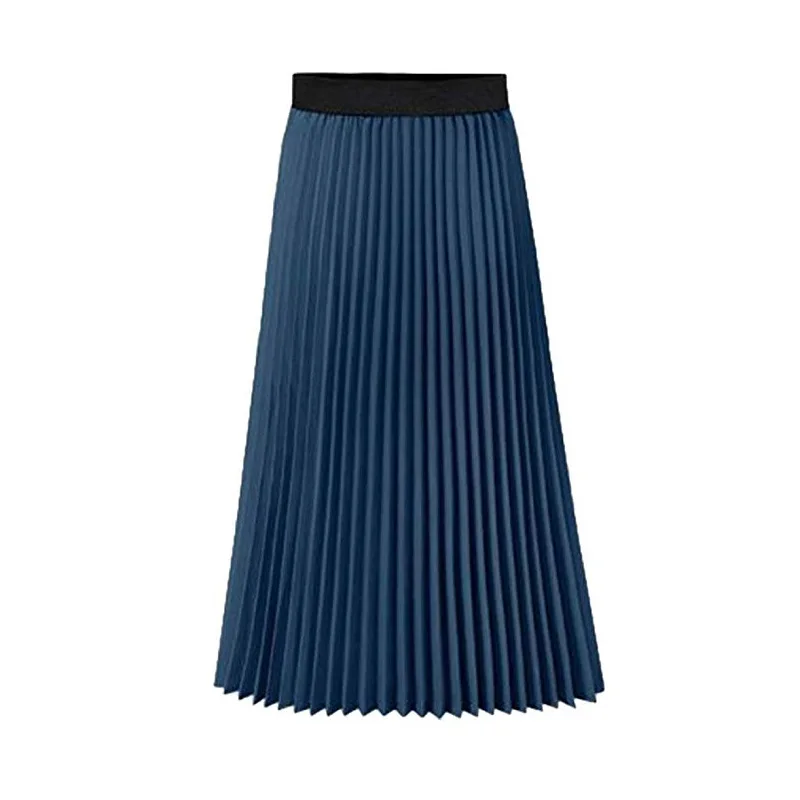 High Waist Pleated skirts womens 2019 Plus Size Spring Atumn Elegant Chiffon Skirt Femme Black White Ladies Midi Skirt Saia