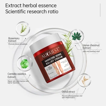 AUQUEST Varicose Veins Relief Cream Vasculitis Phlebitis Spider Pain Relief Ointment Medical Plaster Body Care 80g 2