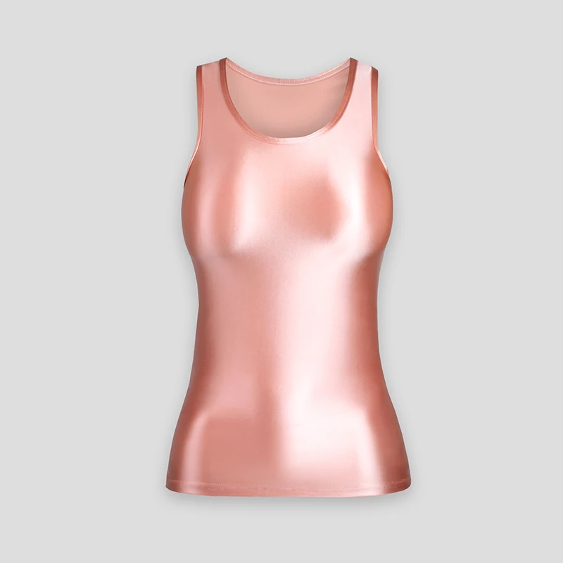 XClocKNYoung Satin-Glanzweste, glänzendes Satin-Oberteil, hochelastisch, einfarbig, glänzend, vielseitig, ärmelloses Oberteil, multifunktionale Weste – Detail 5