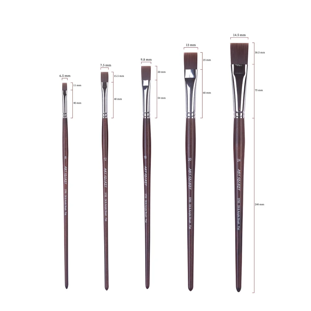 Artsecret 1Pc 3700F Brzoza Drewniany Uchwyt Pręt Włosy Syntetyczne Sztuka Akrylowa Akwarela Pędzel Olejny