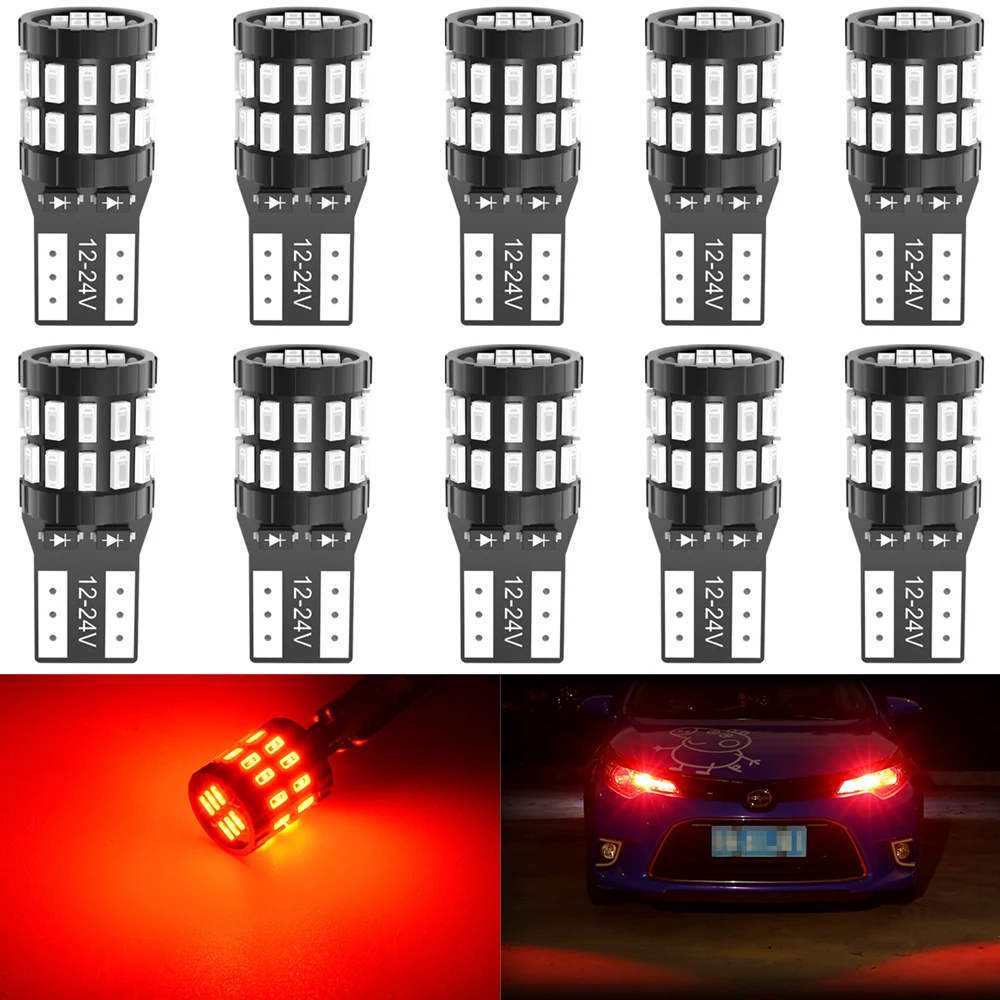Red 10x T10 W5W Светодиодный лампочки Canbus 168 194 парковочные фары автомобиля для Toyota RAV4 Yaris Camry 2007 2008 2009 Corolla Auris Avensis Prius - Испускаемый цвет: Red