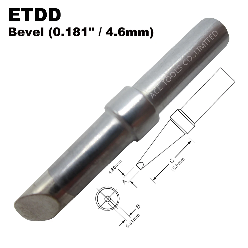 Etdd Di Ricambio Punta Di Saldatura Bevel 4.8 Millimetri Fit Weller Wes51 Wes50 Wesd51 We1010Na We1010Eu Pes51 Pes50 Lr21 Lr20 Di Saldatura Bit