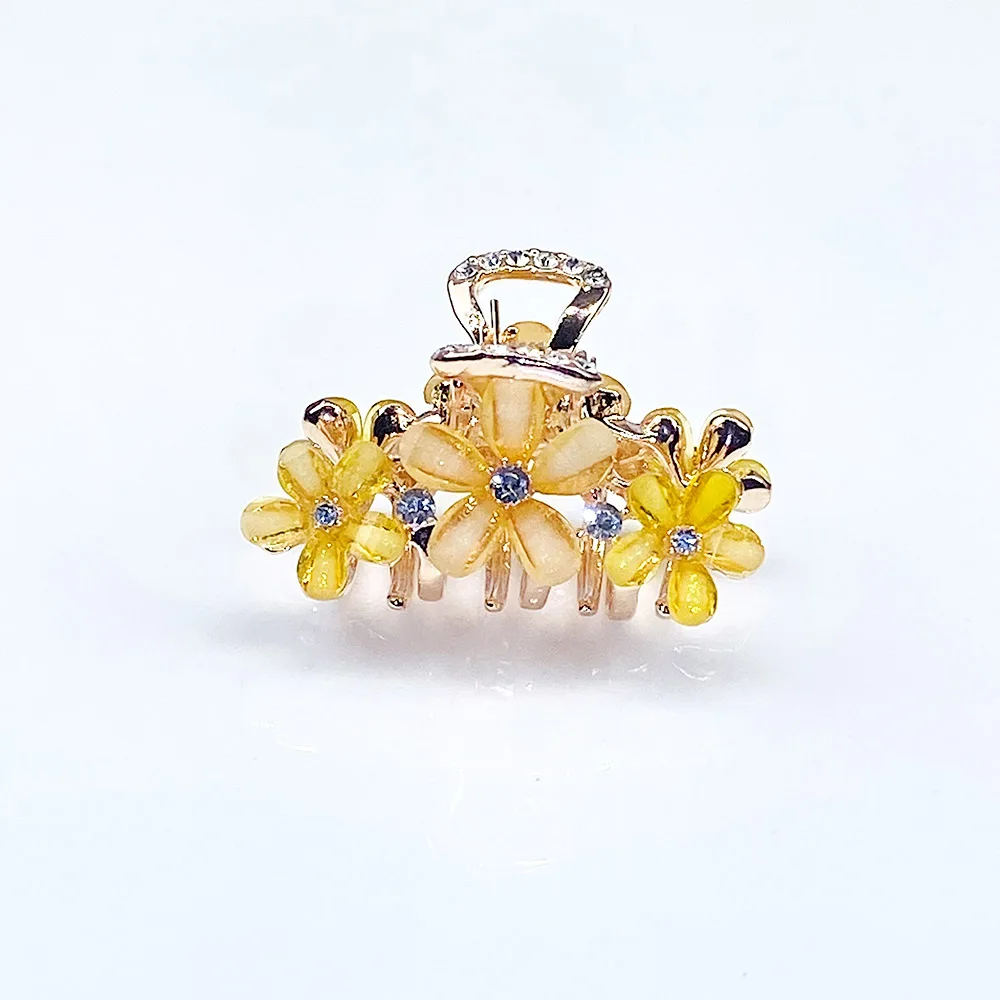 yellow AINAMEISI, модные, для девушек, полимерные, цветочные, для волос, когти, для женщин, украшения для волос, стразы, крабы, заколки, заколки, аксессуары для волос для женщин - Окраска металла: yellow