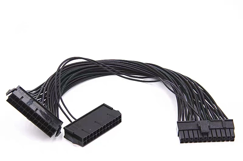 ATX 24Pin Power Supply Synchronizer Male to Female Mining 24 Pin Y Splitter Dual PSU Extension Cable For Computer Adaptor 30CM