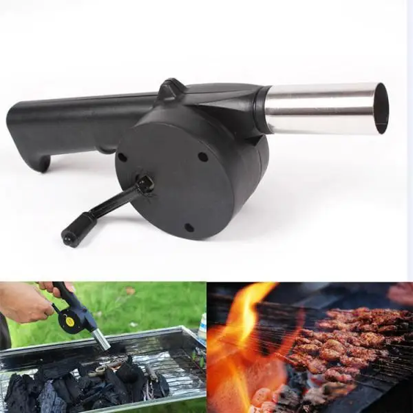 Air Blower for BBQ Fire Bellows Hand Crank Barbecue Outdoor Cooking Camping, for charcoal grill BBQ campfire fireplace