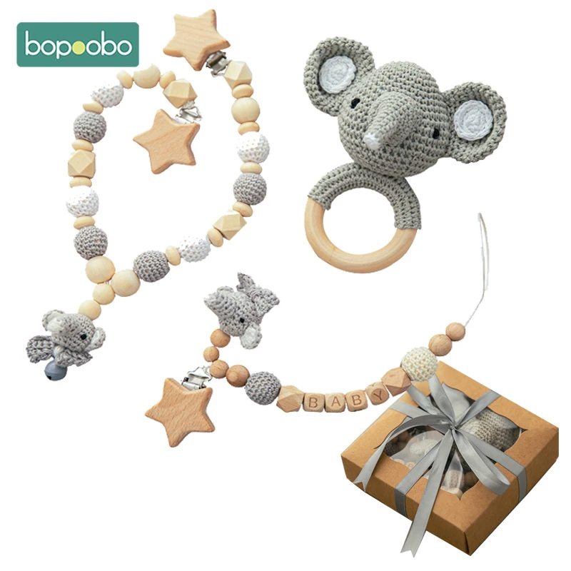 Bopoobo Комплект детских игрушек деревянный мультяшный слон кролик детская коляска