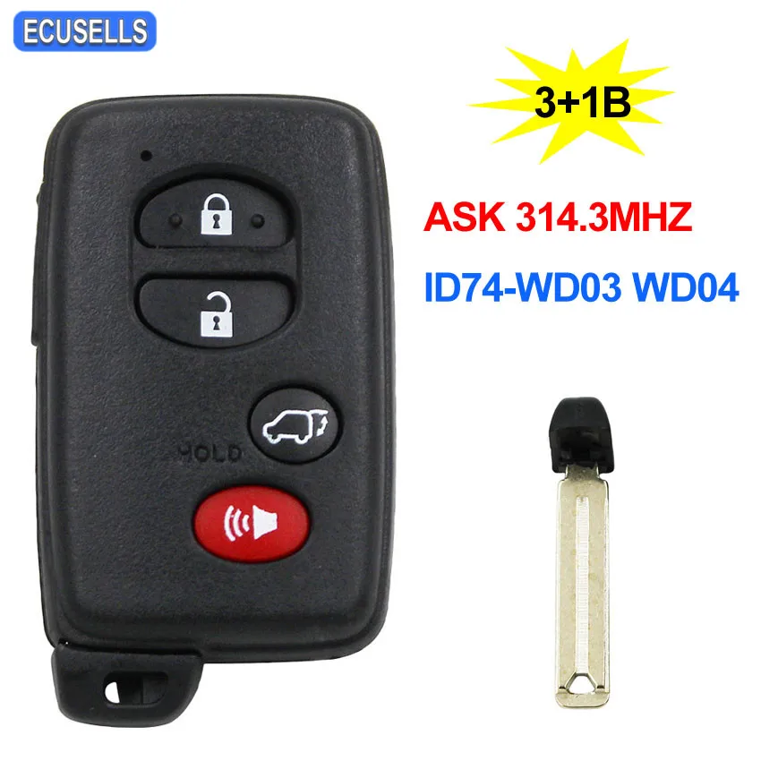 Смарт-карта-US(3+ 1-SUV) Кнопка ASK314.3MHz ID74-WD03-WD04 использовать для Toyota Camry Yaris RV4 Reiz Vios Corolla Avalon 2008-2013