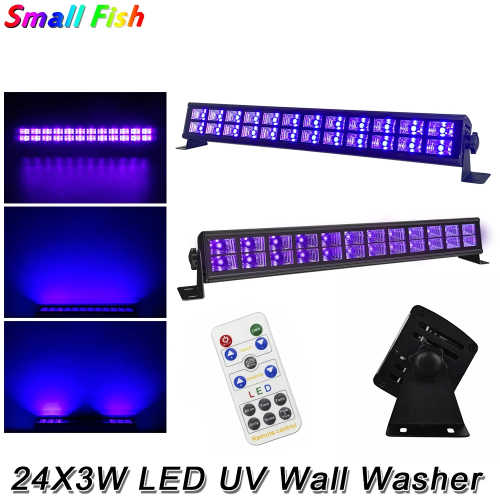 24X3W Led Uv Wall Washer Lights Telecomando Uv Led Stroboscopico Dj Disco Party Bar Wash Light Per Luci Natalizie Per Interni