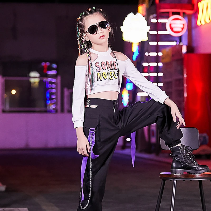 Новые джазовые костюмы для девочек белый свитер с длинными рукавами танцев в