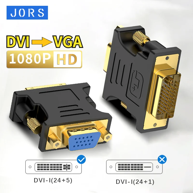 Адаптер видеоконвертера JORS DVI-VGA 1080p DVI-I(24 + 5) для видеокарты HD Tv ПК проектора
