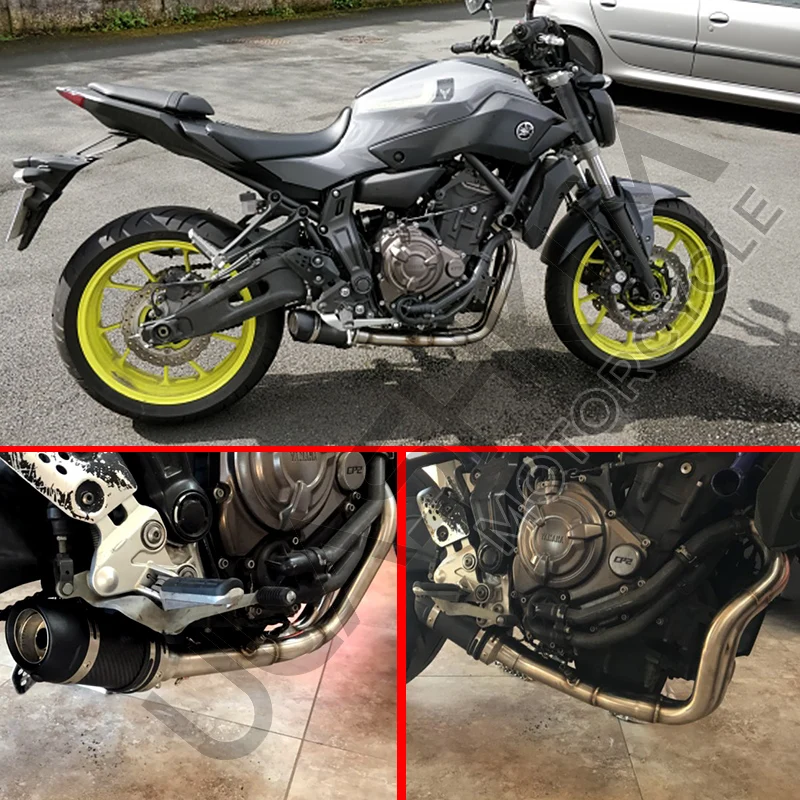 MT07 FZ07 мотоцикл углеродное волокно выхлопная полная система средняя труба