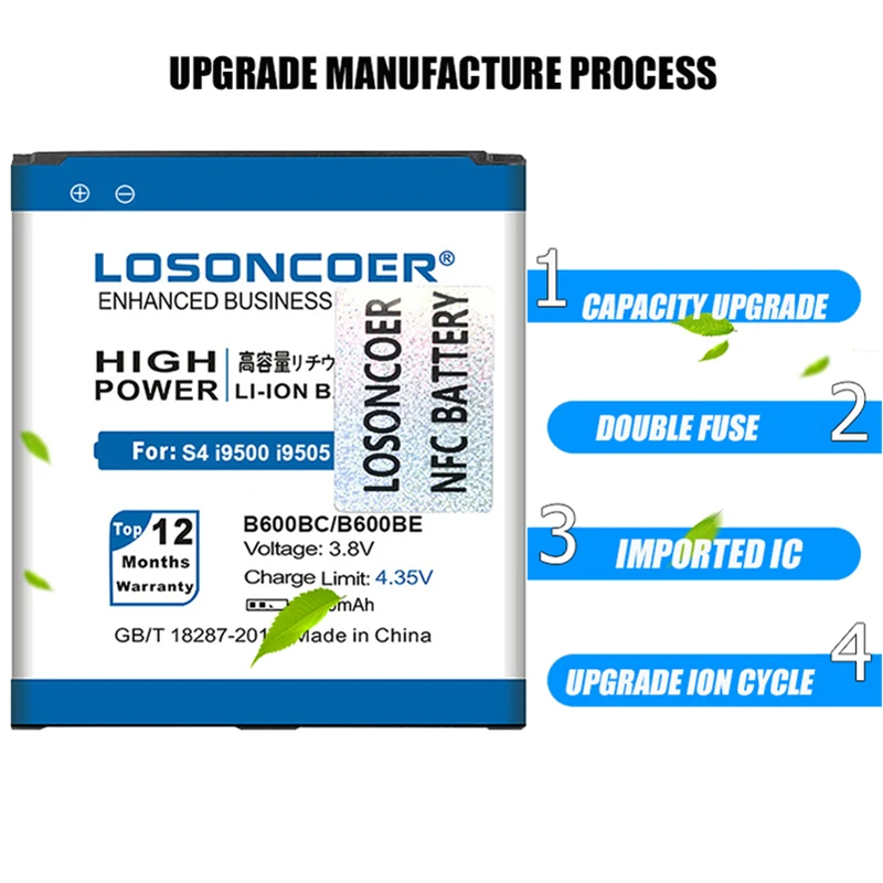 Аккумулятор LOSONCOER 6750 мАч B600BE B600BC NFC для Samsung S4 I9500 I9505 I9502 I9515 I9508 I959 I545 I337