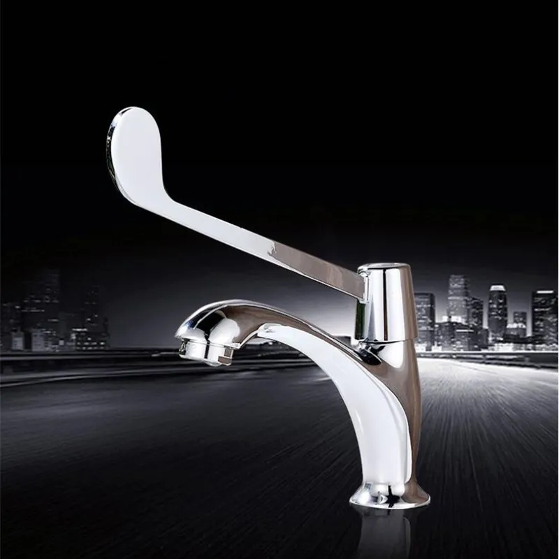 

Vidric chrome finished brass material single cold hospital sink faucet super long handle basin faucet