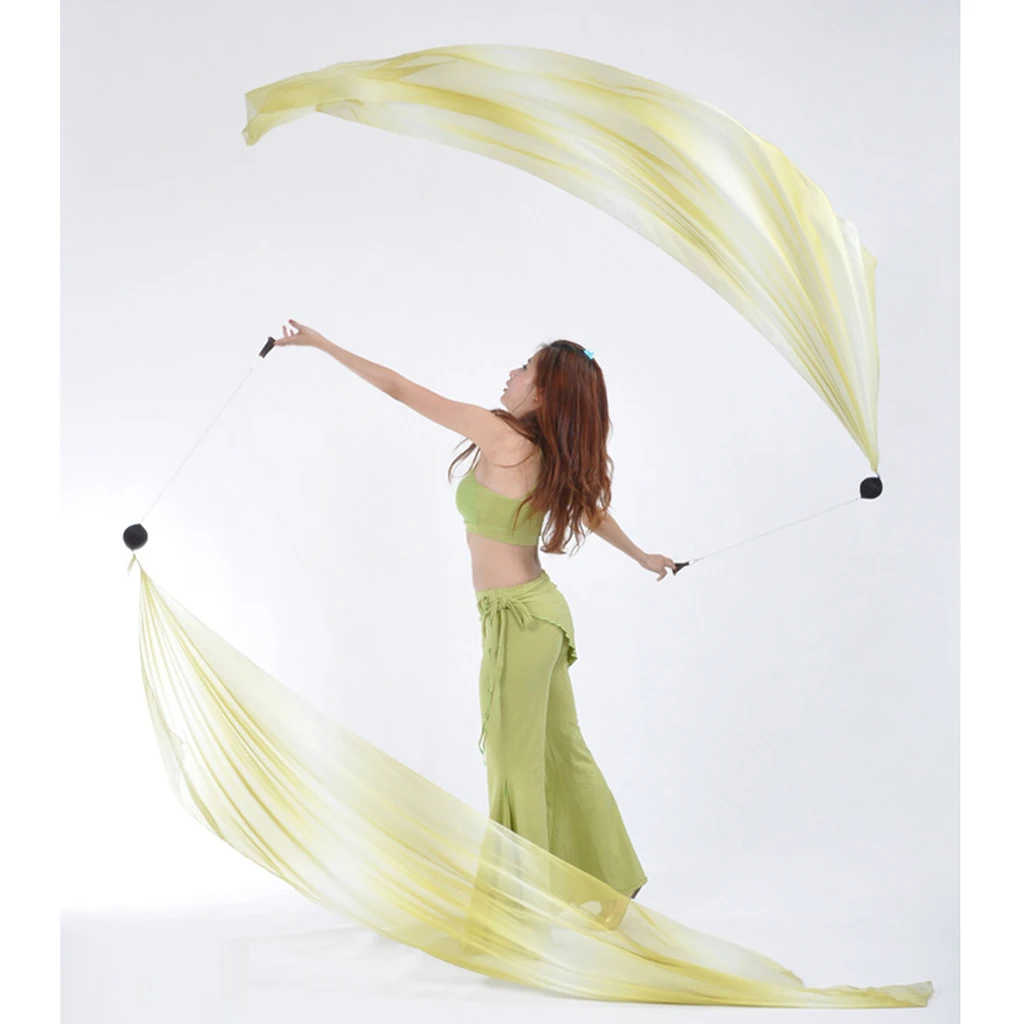 2Pcs Veil Poi Streamer Thrown Balls Fairy Belly Dance Party Show Accessory