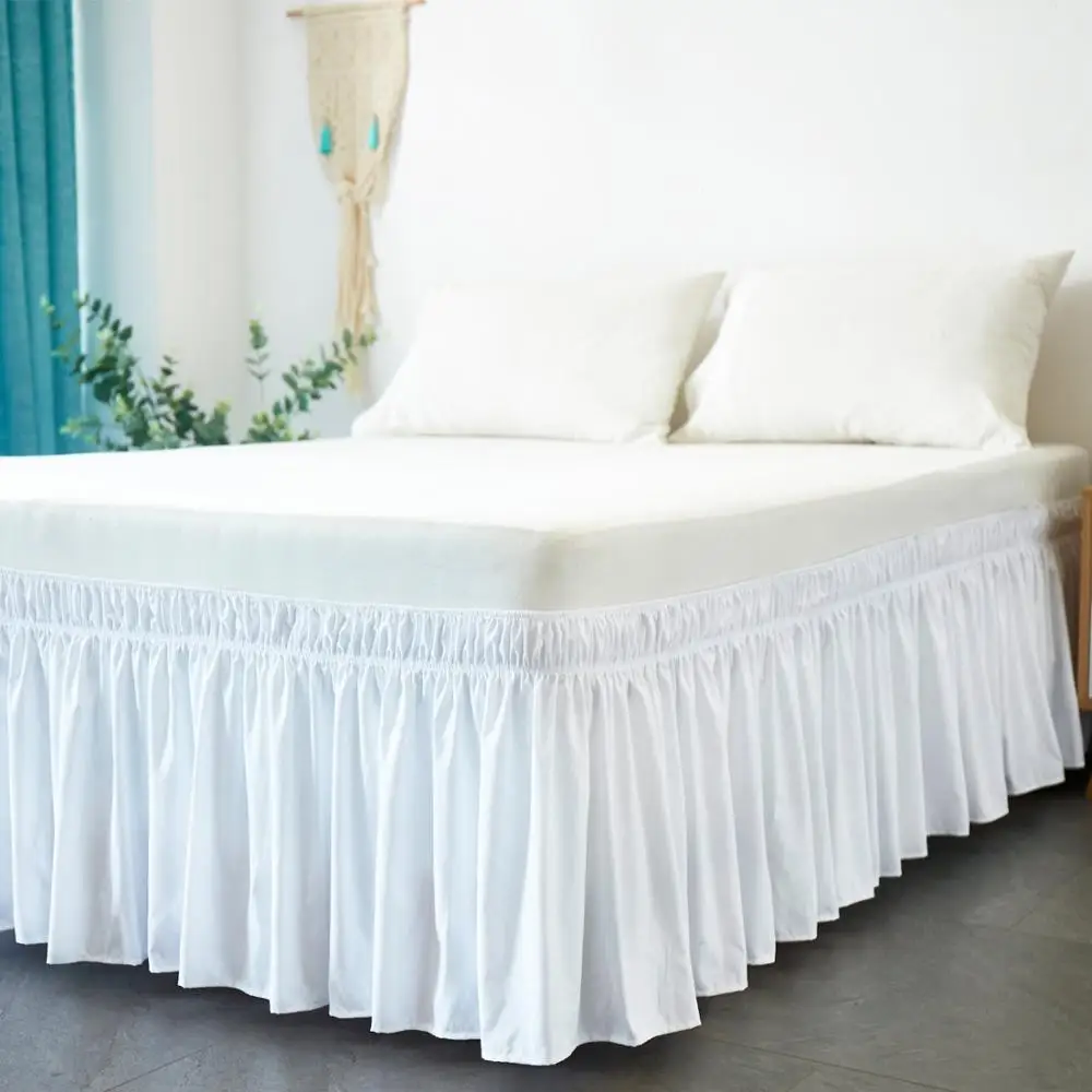Falda para cama de hotel envolvente, sábana elástica sin superficie de alcoba, tamaños Twin /Full/ Queen/King, 38cm de alto, para decoración del hogar, blanca