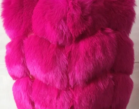 fushia Зимнее пальто Женская Роскошная меховая жилетка из искусственного меха с капюшоном теплая искусственная Меховая куртка пальто женский тонкий жилет femme длинное пальто - Цвет: fushia