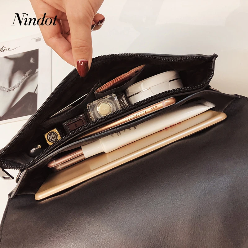 Nindot серый клатч, однотонный Модный чехол, женская сумка из искусственной кожи с заклепками, сумка через плечо, дневной клатч, вечерняя сумка-конверт