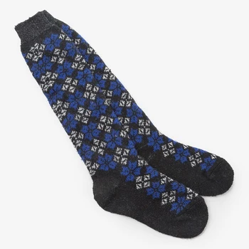 

Women's woolen knee-highs "Rhombuses", color black