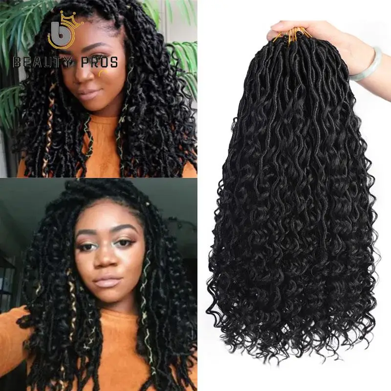 Extensiones de Cabello sintético para mujer, trenzas de pelo sintético de 14 y 18 pulgadas, con rizos de imitación, trenza de ganchillo, estilo bohemio, rastas suaves