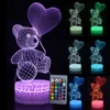 Affordable Kid Light Night 3D LED Night Light Creative Table Bedside Lamp Romantic Heart Bear light Kids Gril Home Decoration Gift D30 4000207587100