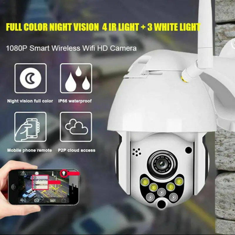 UK 1080P HD WIFI IP Camera WHITE Wireless Outdoor CCTV Home Security IR Cam 2MP
