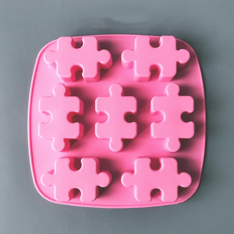 Puzzle shape Silicone Soap Mold Aroma Plaster Gypsum Mould DIY Ice Cube Tray Molds Chocolate Cake Decorating Tools