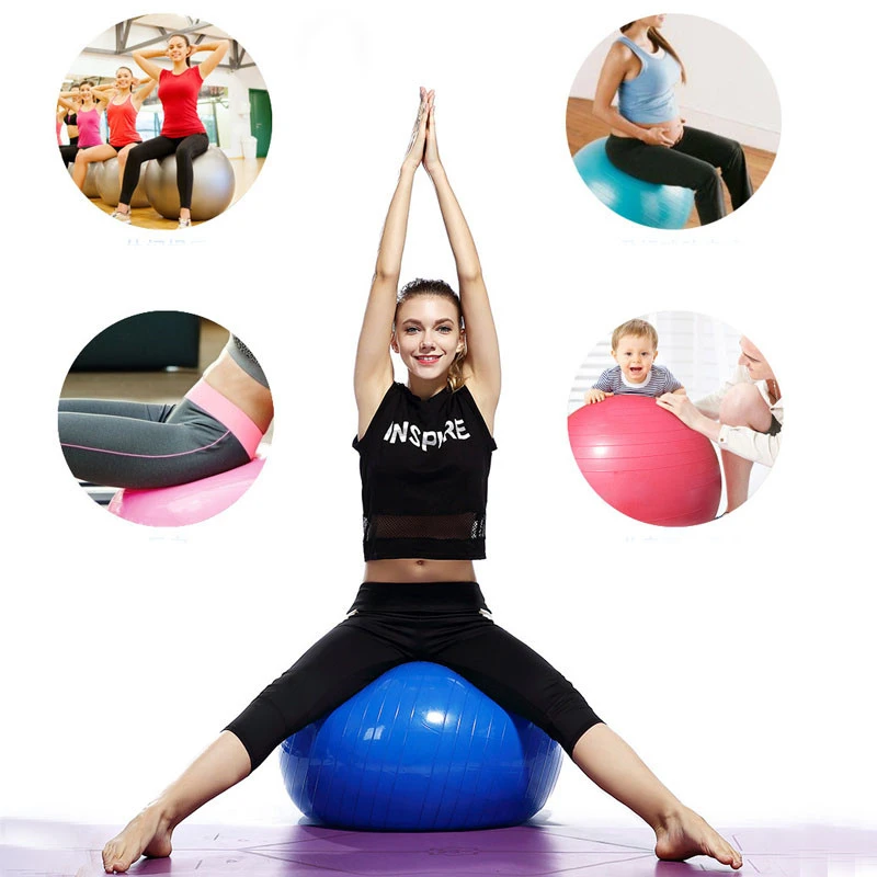 Sports Yoga Balls Set Exercise Pilates Fitness Gym Home Stability Ball Balance Strength Workout Massage Training Ball 55cm 65cm