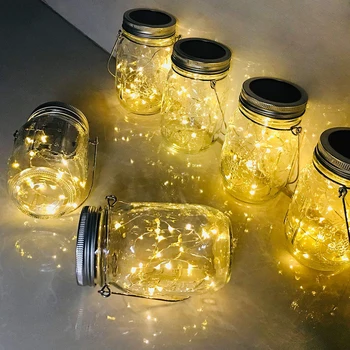 

20 LED Solar Light Fairy Light Mason Jar Lid Lamp Battery Outdoor Garden Yard Home Decor 2M Warm Firefly Lights Hanging Lanterns