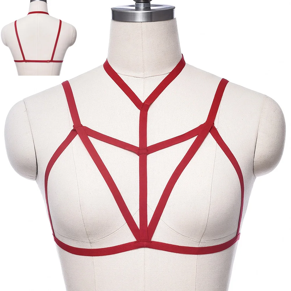 Description Picture 3 of itemPunk Body Cage Soft Fetish Bondage Harness Belt Adjustable Sexy Lingerie Bra Women Pastel Goth Body Harness