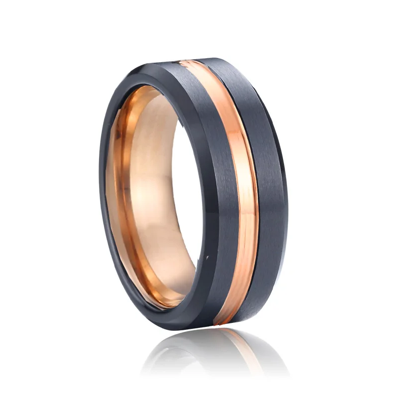 

Alliances red tungsten ring carbide male love black rose gold color 8mm wedding band jewelry promise finger ring