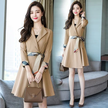 

Long sleeve dress women's autumn 2018 new medium and long slim temperament small wind skirt Hong Kong flavor skirt tide