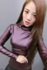 Korean Fashion 2020 Autumn and Winter New Fashion Turtleneck Solid Color PU Leather Long-sleeved Fleece Jacket Slimming Top 2