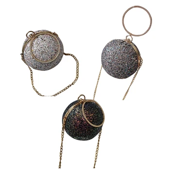 

Fashion Round Bag Sequins Evening Bag Wedding Party Purse Shoulder Crossbody Bag for Women