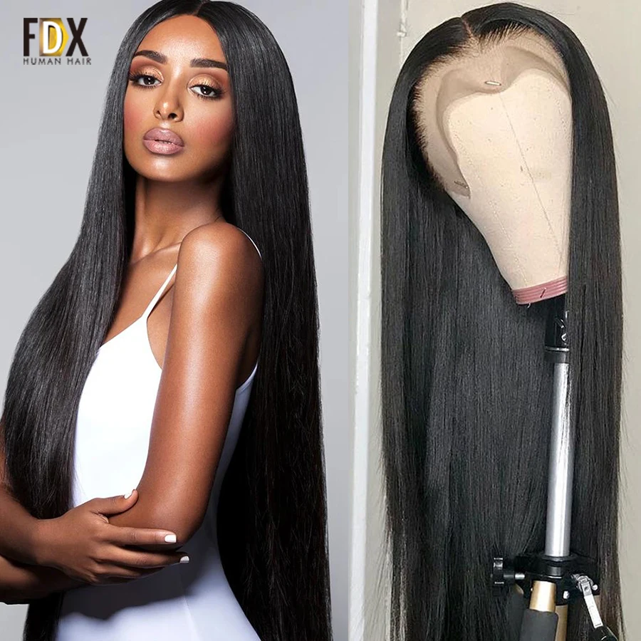 Peluca de encaje transparente en HD Peluca de cabello humano con encaje Frontal 13x6, FDX, 4x4, 5x5, 6x6, cierre, Remy brasileño, recto, 13x4