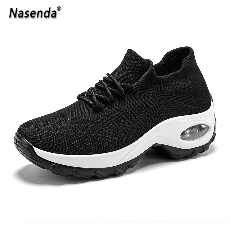

Ladies Shoes Summer Women Sock Sneakers Mesh Comfortable Height Increasing Wedge Casual Shoes Sole Platform Shoes for Woman 40