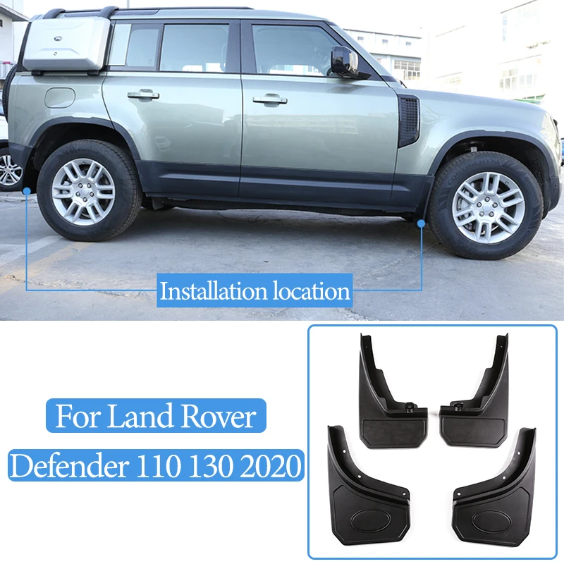 

Автомобильный брызговик, переднее заднее колесо, брызговик, брызговик, черный АБС-пластик для Land Rover Defender 110 130 2020 2021, аксессуары для автомобильных брызговиков
