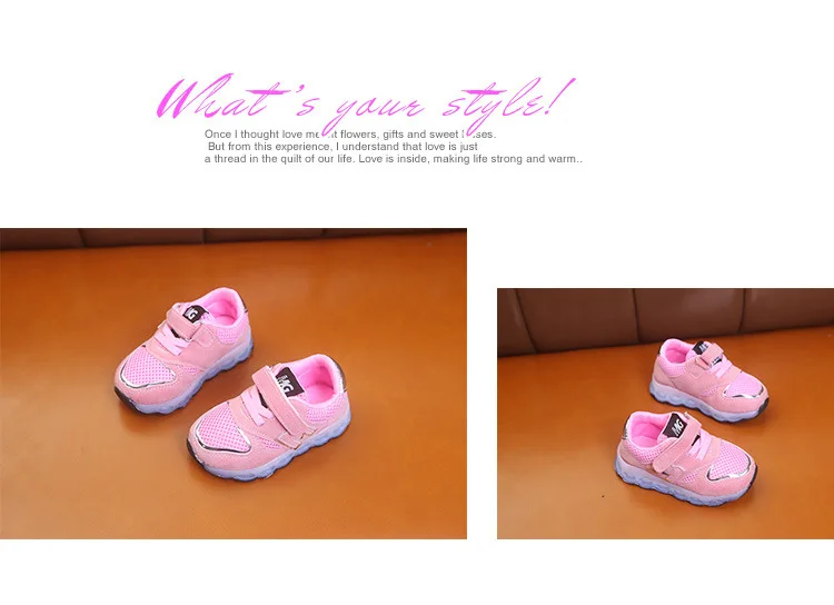 JUSTSL Spring Autumn New M Word LED Light-Up Child Shoes Boys Girls Fashion Sneakers Kids Net Toddler Toddler Shoes