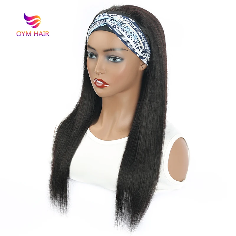 

Straight Headband Wig Human Hair Brazilian Remy Machine Made Human Hair Wigs Glueless Natural Color